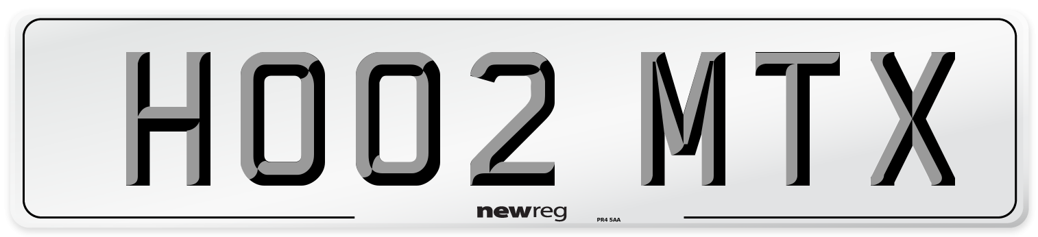 HO02 MTX Number Plate from New Reg